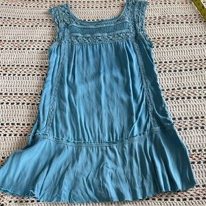 Free People Teal Sleeveless Tunic with Crochet Detail